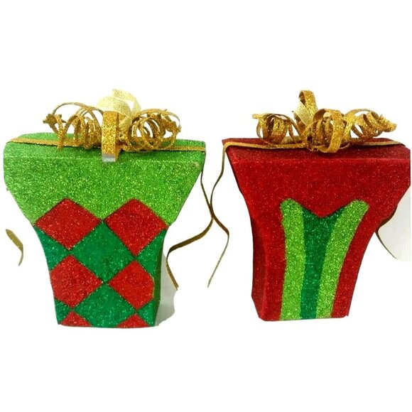 Glitter Christmas Ornaments Set Of 17 Reindeer Star Gift Boxes Snowflakes - Picture 2 of 6